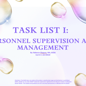 Task List I Personnel Supervision and Management